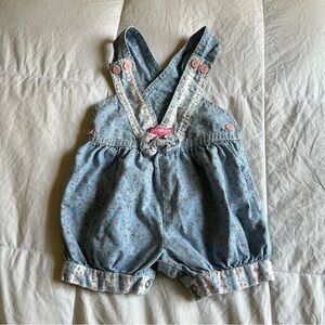 VINTAGE OshKosh B'gosh Pink and Blue Overalls with Floral